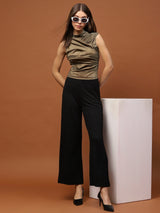 Women's Gold Sleeveless Shimmer Stylish Bodycon Party Wear Elegant Metallic Fitted Top