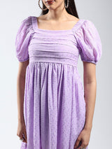 Women's Purple Solid Fit and Flare Mini Dress
