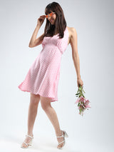 Women's Pink Fit and Flare Mini Dress
