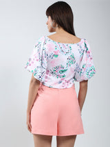Women's Green Rayon Lycra Printed Top