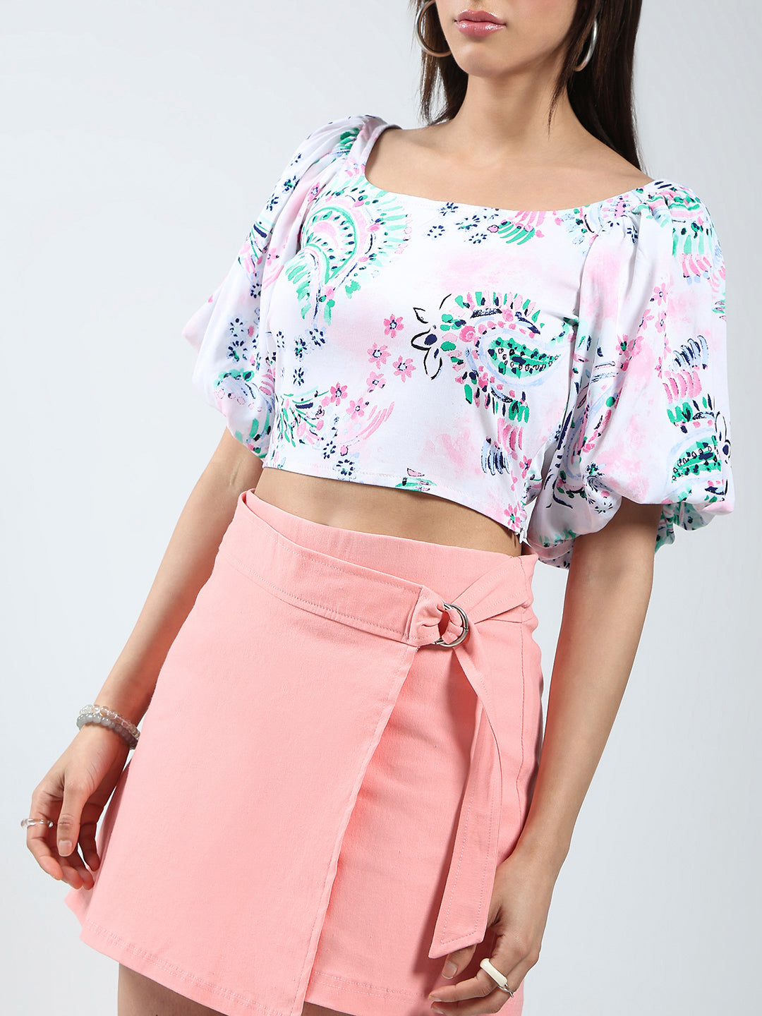 Women's Green Rayon Lycra Printed Top