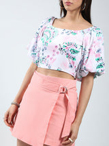 Women's Green Rayon Lycra Printed Top