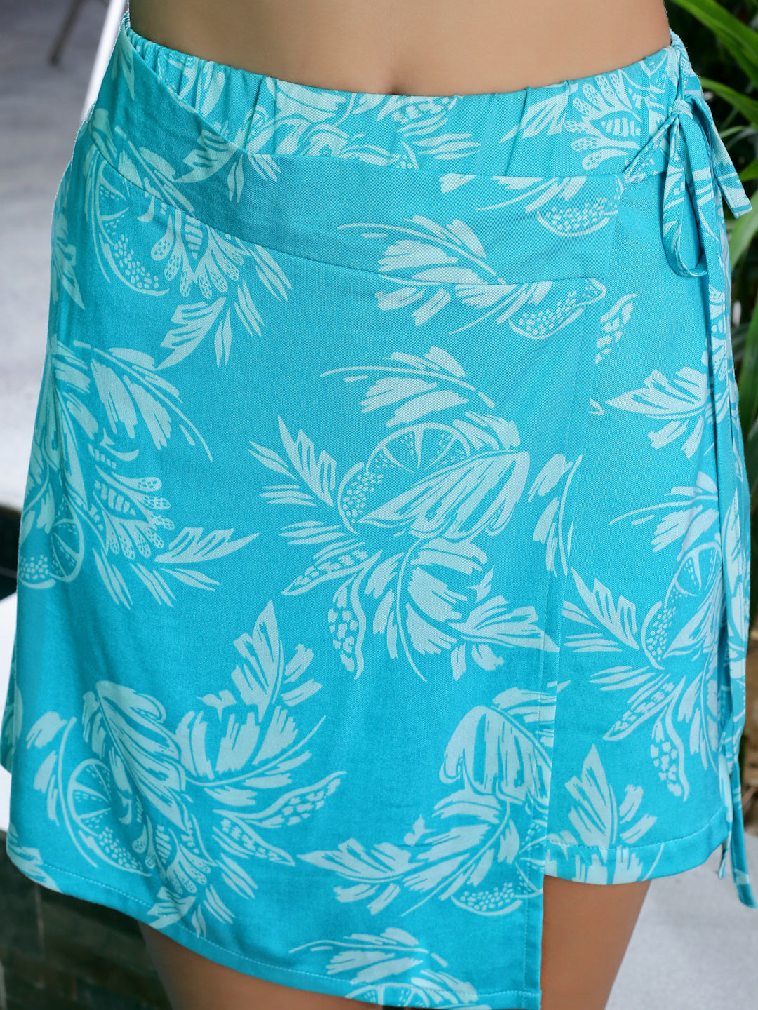 Women's Blue Casual Strechable Viscose Wrap Skort