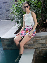 Women's Multicolor Casual Stretchable Viscose Wrap Skort