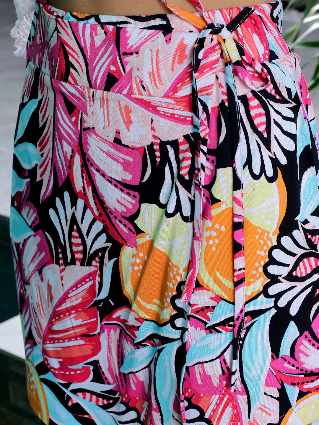 Women's Multicolor Casual Stretchable Viscose Wrap Skort