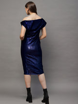 Women's Navy Sequin One Shoulder Bodycon Mini Party Dress