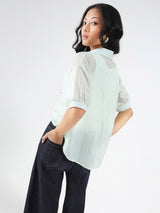 Women's Green Casual Solid Partywear Oversized Shirt with Tank Top and Necklace