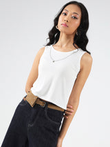 Women's Green Casual Solid Partywear Oversized Shirt with Tank Top and Necklace