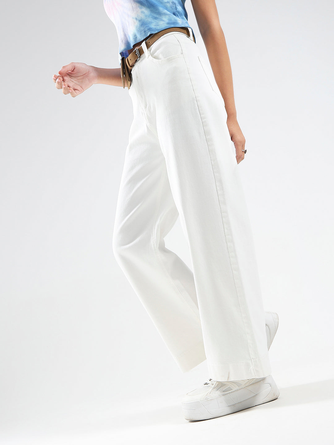 Women's White Casual High Rise Jeans