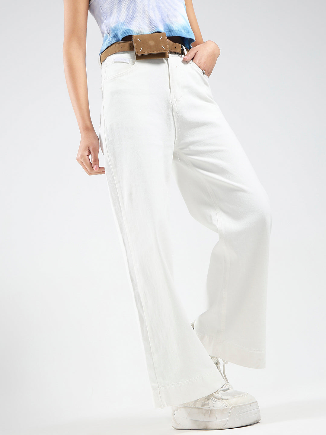 Women's White Casual High Rise Jeans