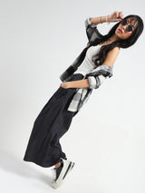 Women's Black Casual High Rise Baggy Denim Pant