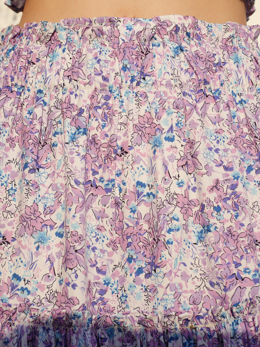Women's Purple Printed Floral Print Knee Length Skirt