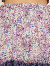 Women's Purple Printed Floral Print Knee Length Skirt