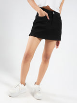 Women's Black Casual Solid Mini Skirt