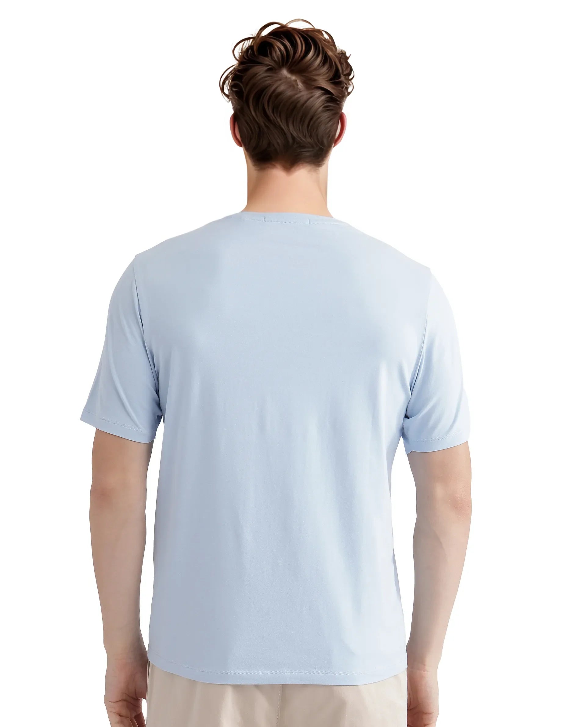 Men's Blue Casual Slim Fit Printed Half Sleeves Tshirt