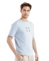 Men's Blue Casual Slim Fit Printed Half Sleeves Tshirt