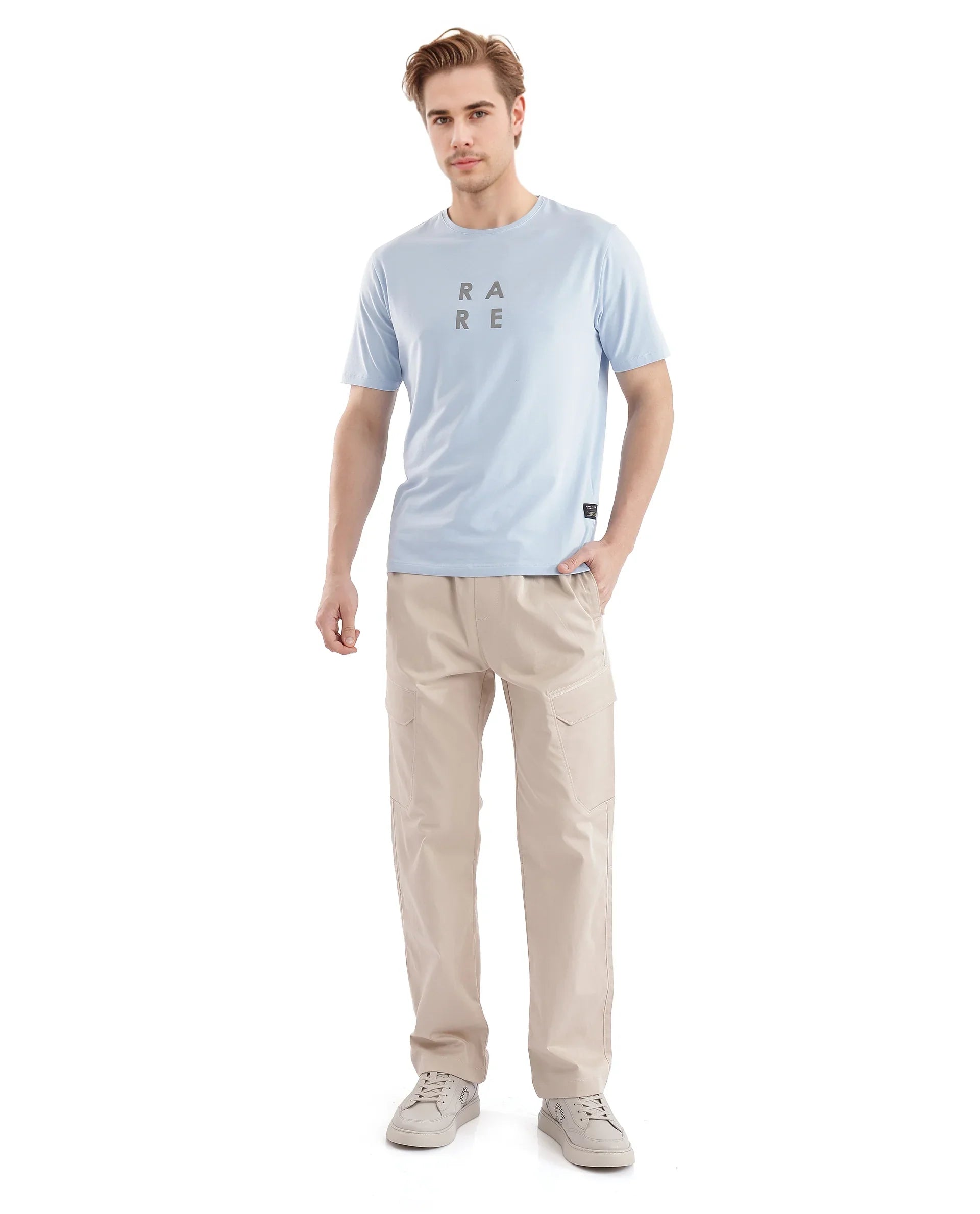 Men's Blue Casual Slim Fit Printed Half Sleeves Tshirt