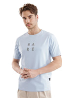 Men's Blue Casual Slim Fit Printed Half Sleeves Tshirt