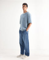 Men's Blue Casual Baggy Fit Solid Jeans