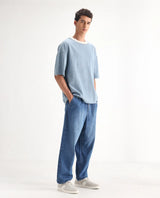 Men's Blue Casual Baggy Fit Solid Jeans