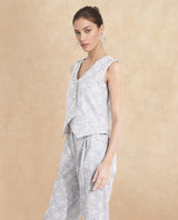 Women's Grey Work Sleeveless Top