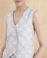 Women's Grey Work Sleeveless Top
