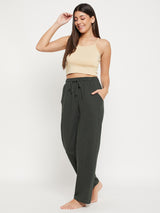 Women's Green Solid Cotton Pyjama