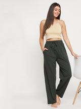 Women's Green Solid Cotton Pyjama