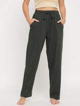 Women's Green Solid Cotton Pyjama