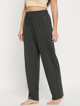 Women's Green Solid Cotton Pyjama
