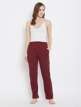 Women's Red Solid Cotton Pyjama