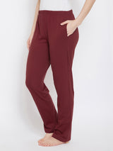 Women's Red Solid Cotton Pyjama