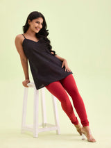 Women's Red Cotton Churidar Legging