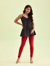 Women's Red Cotton Churidar Legging