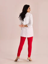 Women's Dark Red Cotton Churidar Legging