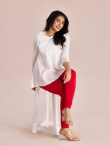 Women's Dark Red Cotton Churidar Legging