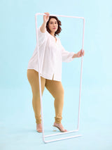 Women's Beige Cotton Churidar Legging
