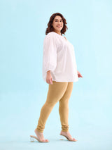 Women's Beige Cotton Churidar Legging