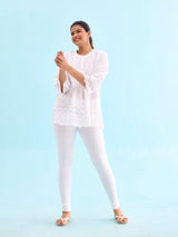 Women's White Cotton Churidar Legging