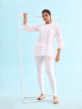 Women's White Cotton Churidar Legging