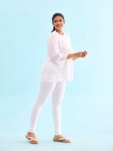 Women's White Cotton Churidar Legging