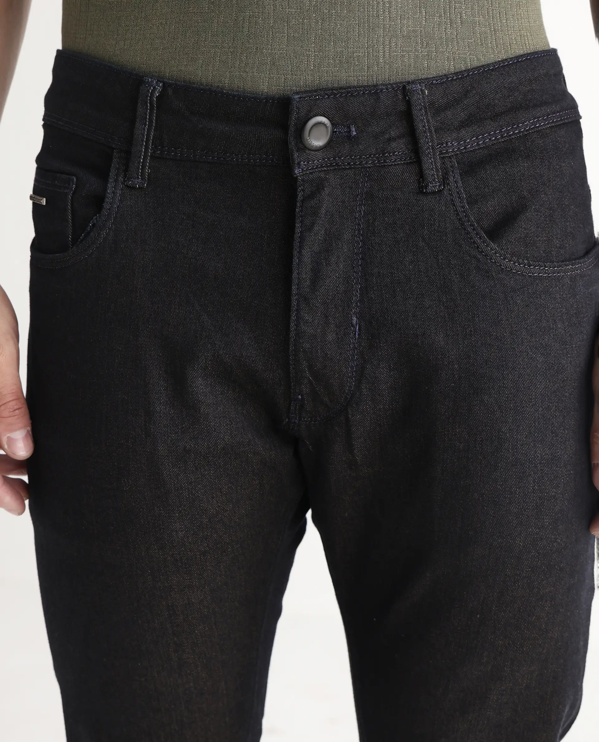Men's Blue Casual Slim Fit Solid Jeans
