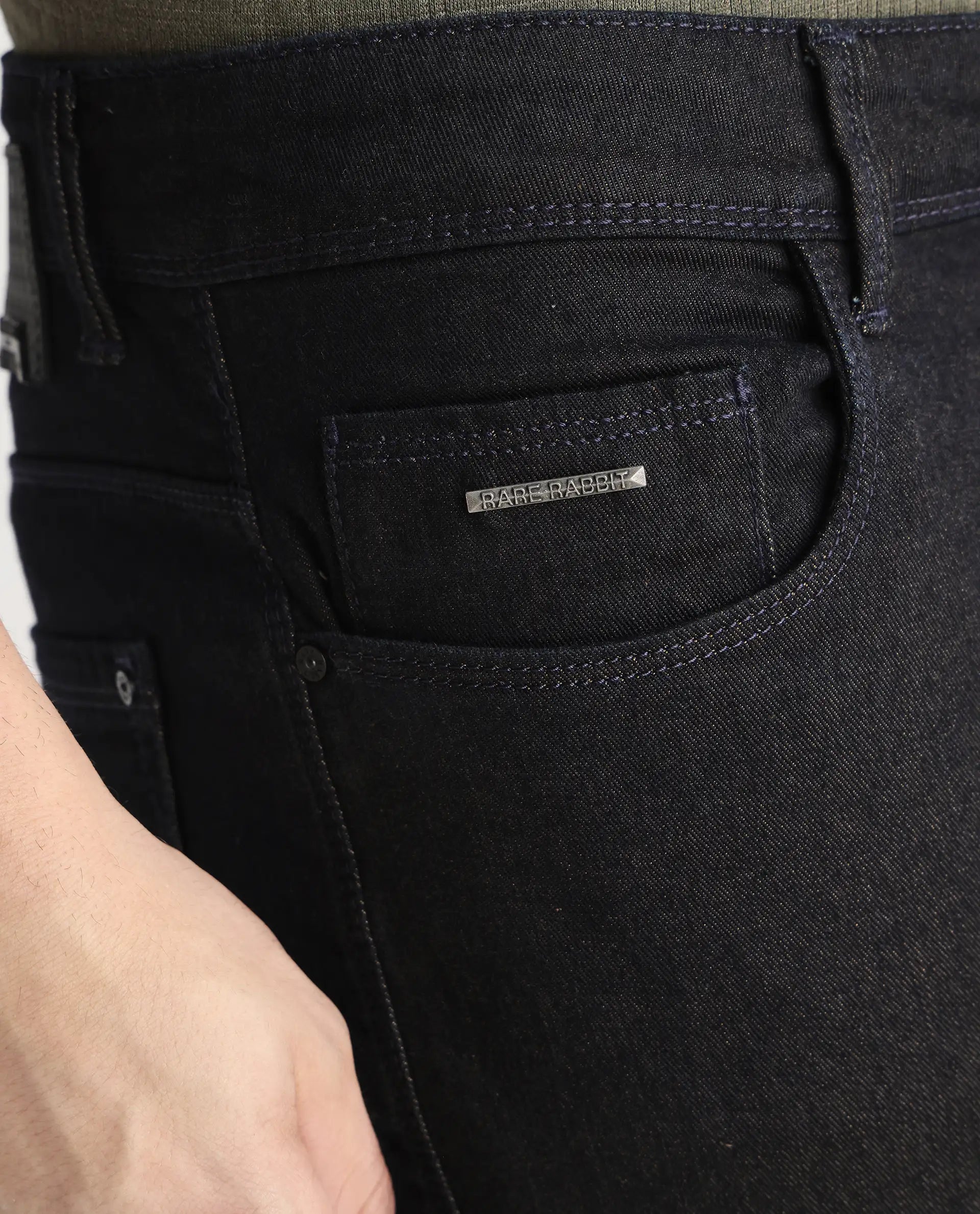 Men's Blue Casual Slim Fit Solid Jeans