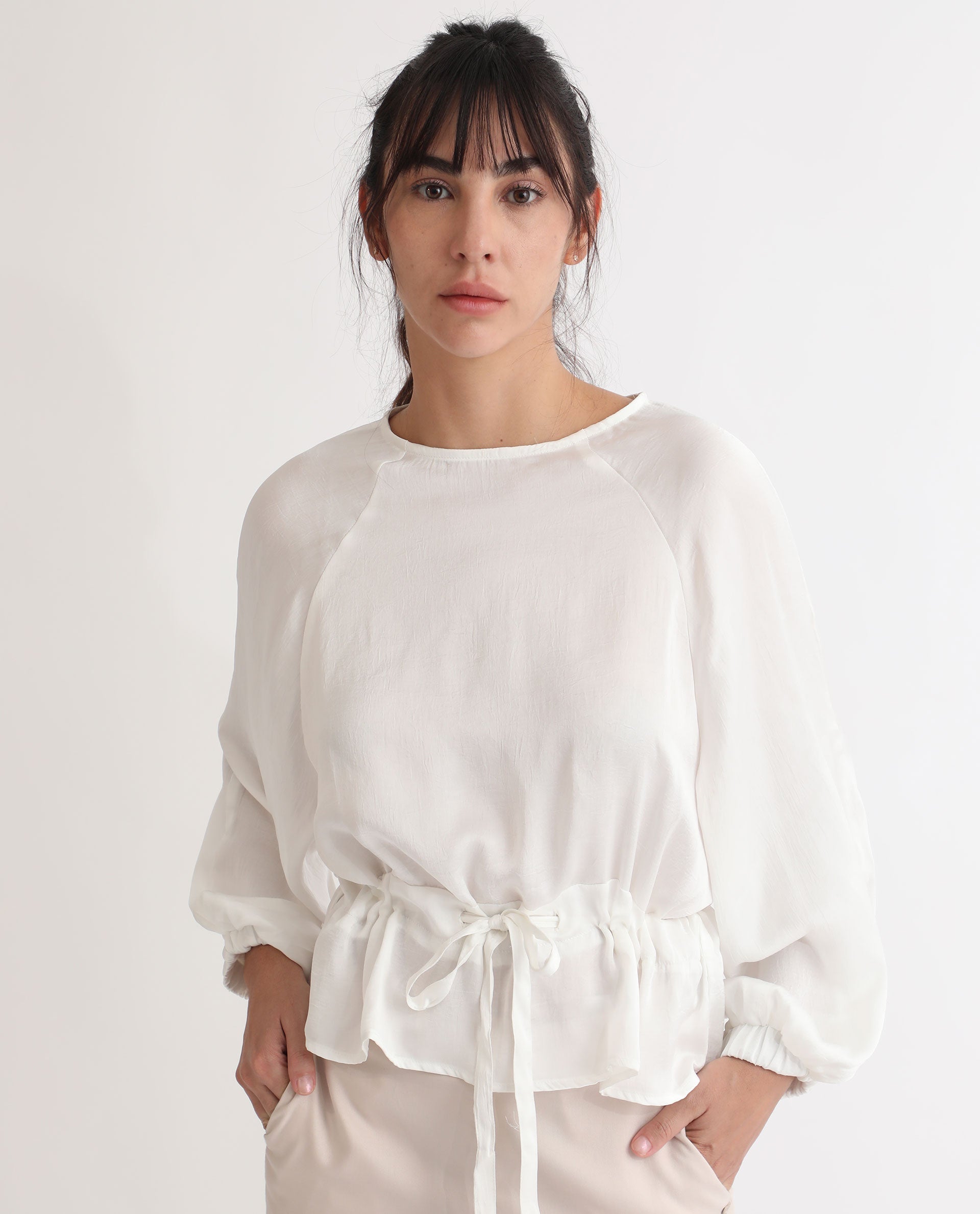Women's White Casual Full Sleeves Top