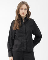 Women's Letizia Black Shirt Full Sleeve Hip Length Dyed
