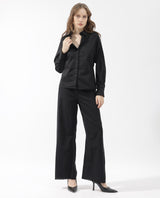Women's Letizia Black Shirt Full Sleeve Hip Length Dyed