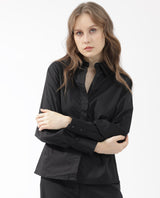 Women's Letizia Black Shirt Full Sleeve Hip Length Dyed