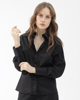 Women's Letizia Black Shirt Full Sleeve Hip Length Dyed
