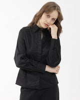 Women's Letizia Black Shirt Full Sleeve Hip Length Dyed