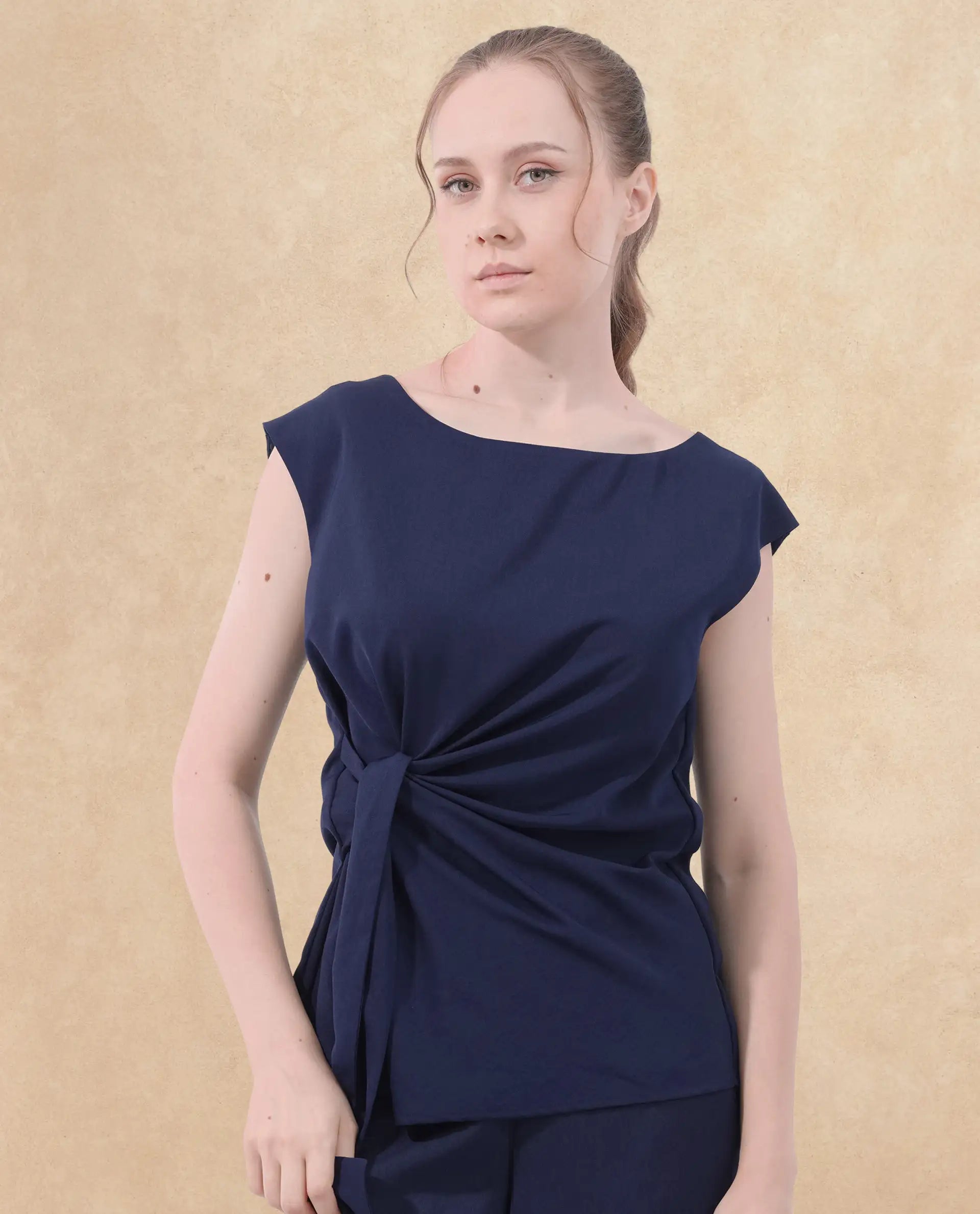 Women's Blue Casual Sleeveless Top